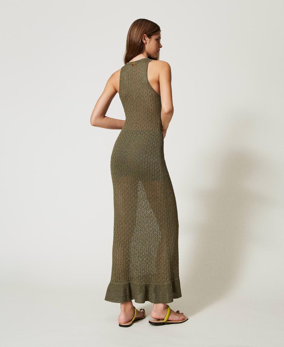 Twin Set Abito Lungo A Rete In Maglia Lurex