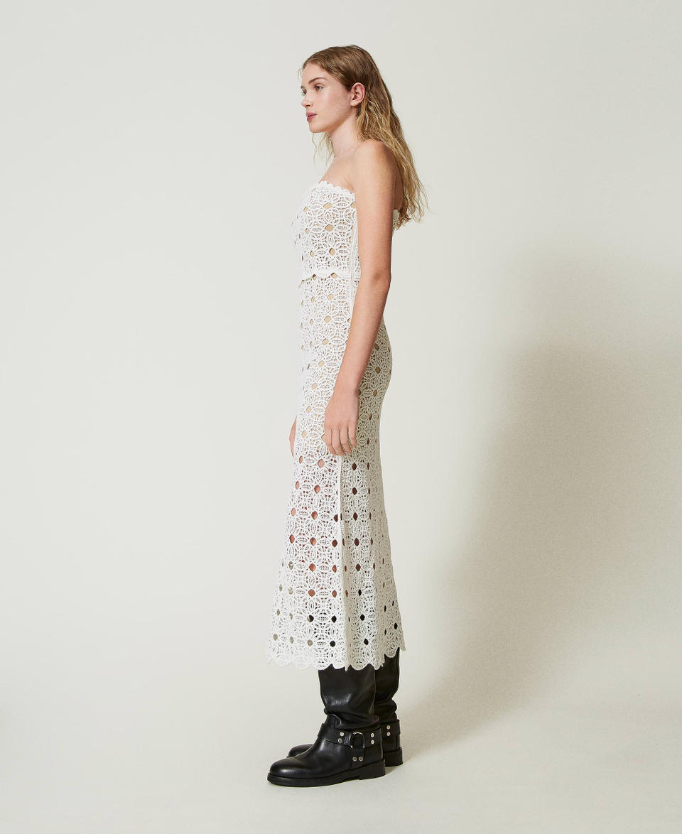 Twin Set Abito Lungo Bustier In Maglia Crochet