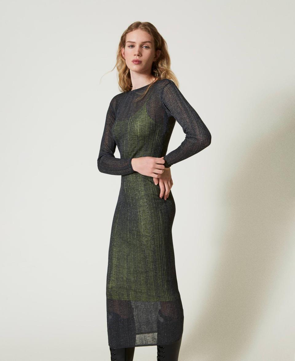 Twin Set Abito lungo fitted in maglia a costine