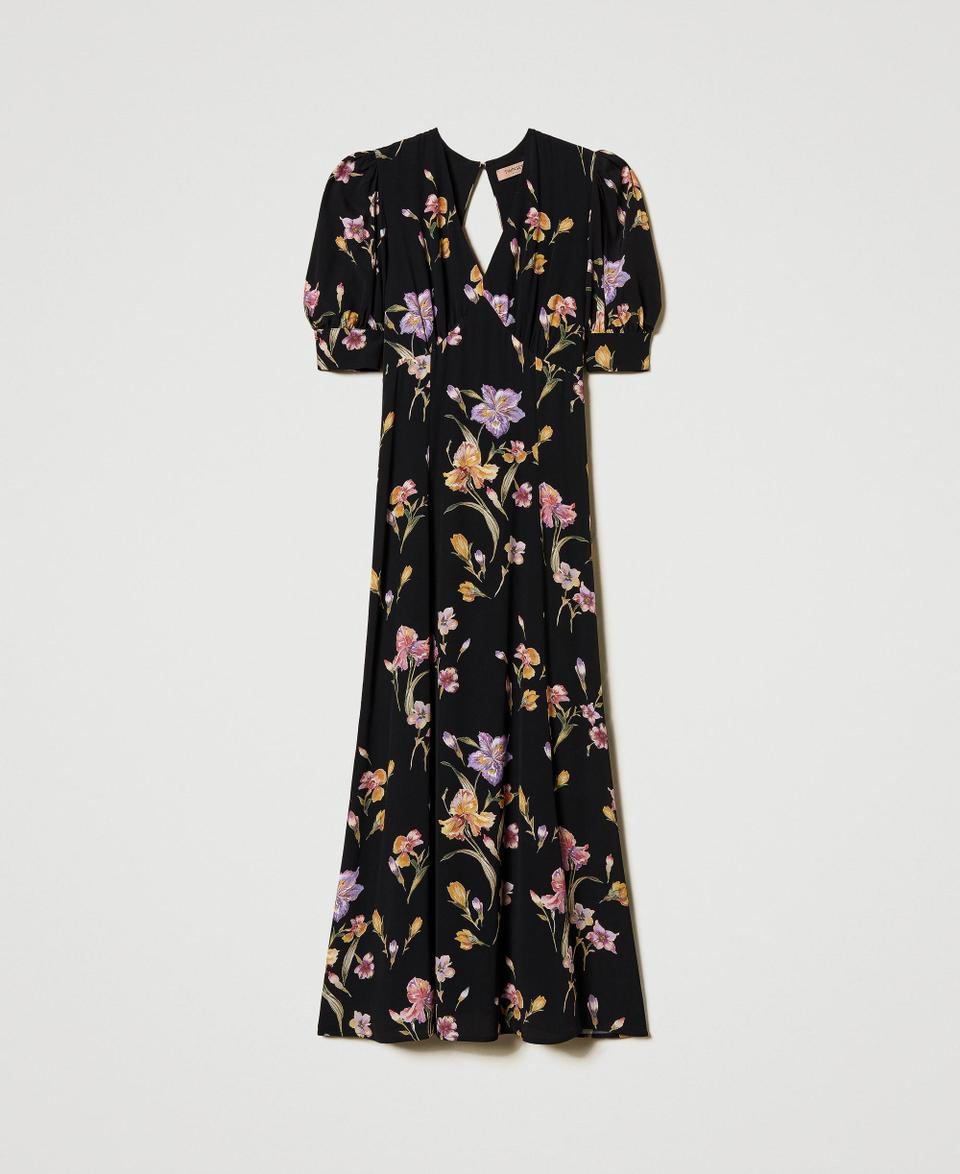 Twin Set Abito Lungo In Crêpe De Chine A Fiori