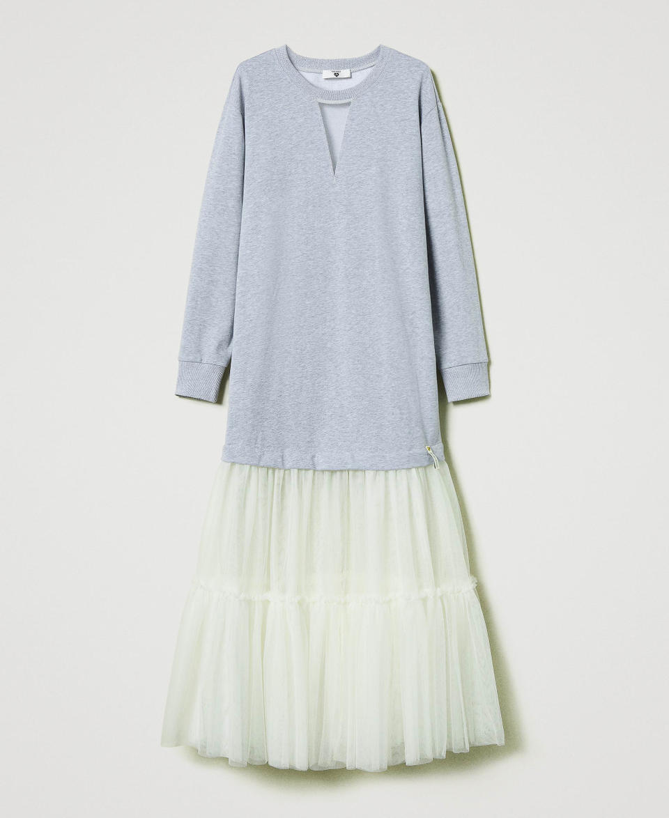 Twin Set Abito Lungo In Felpa E Tulle