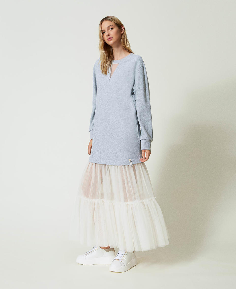 Twin Set Abito Lungo In Felpa E Tulle