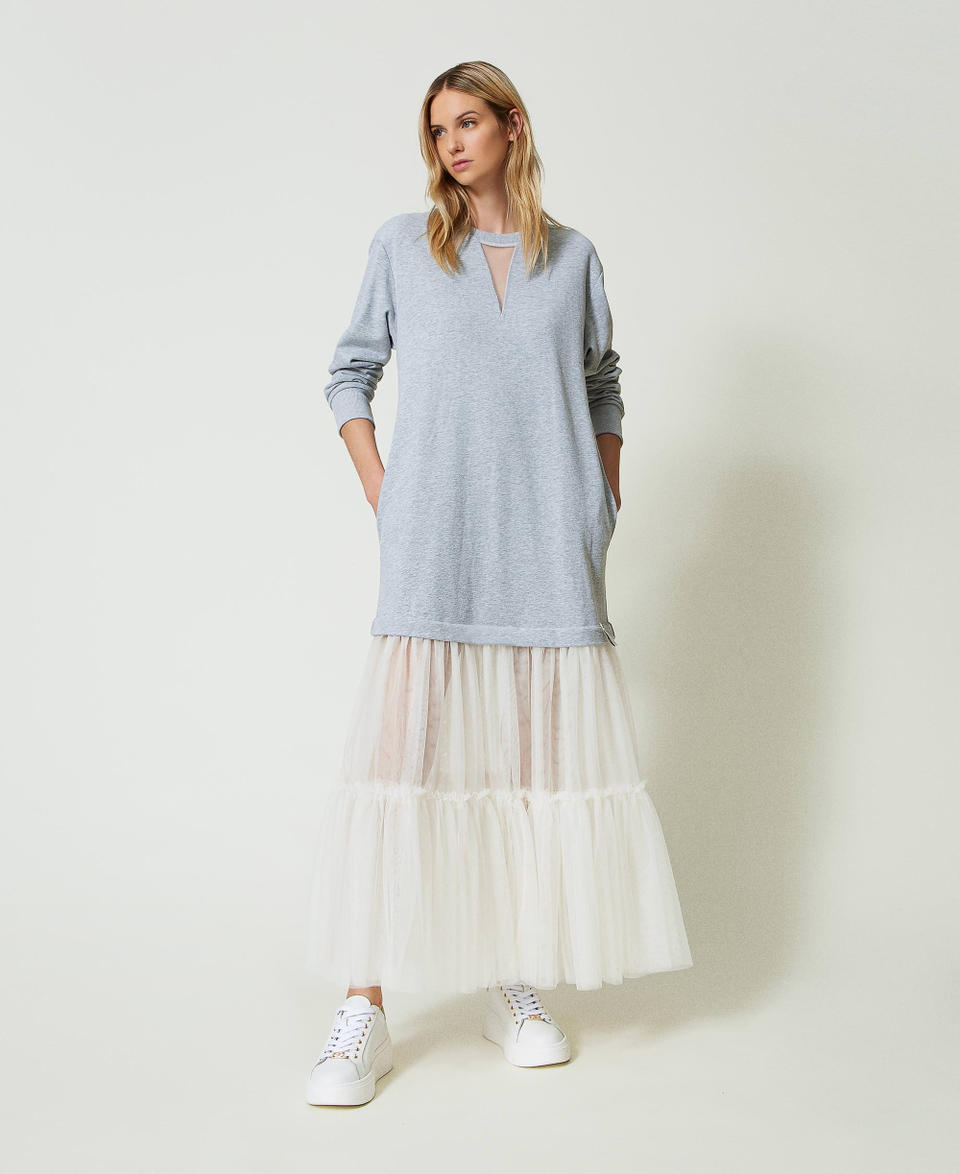 Twin Set Abito lungo in felpa e tulle