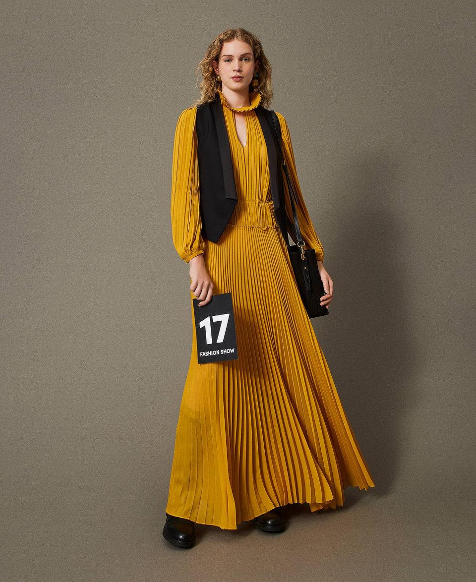 Twin Set Abito lungo in georgette plissé