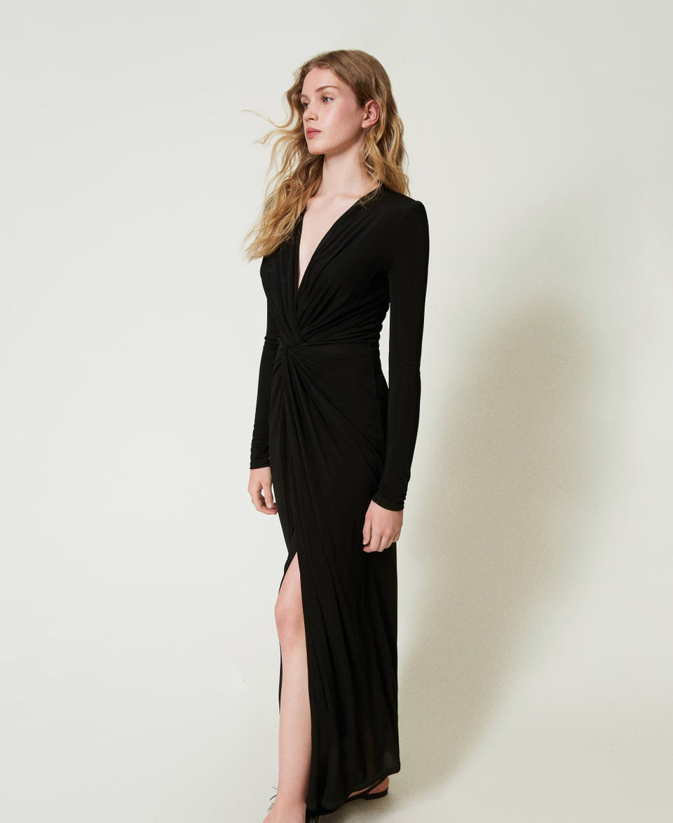 Twin Set Abito Lungo In Jersey Con Drappeggio