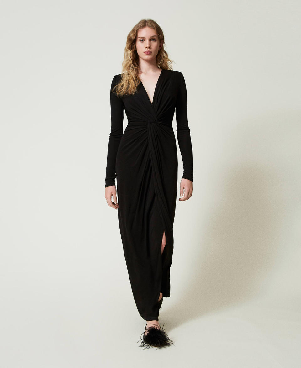 Twin Set Abito lungo in jersey con drappeggio