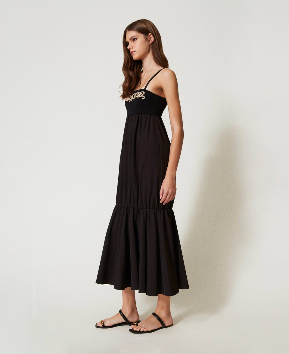 Twin Set Abito Lungo In Maglia Con Ricamo