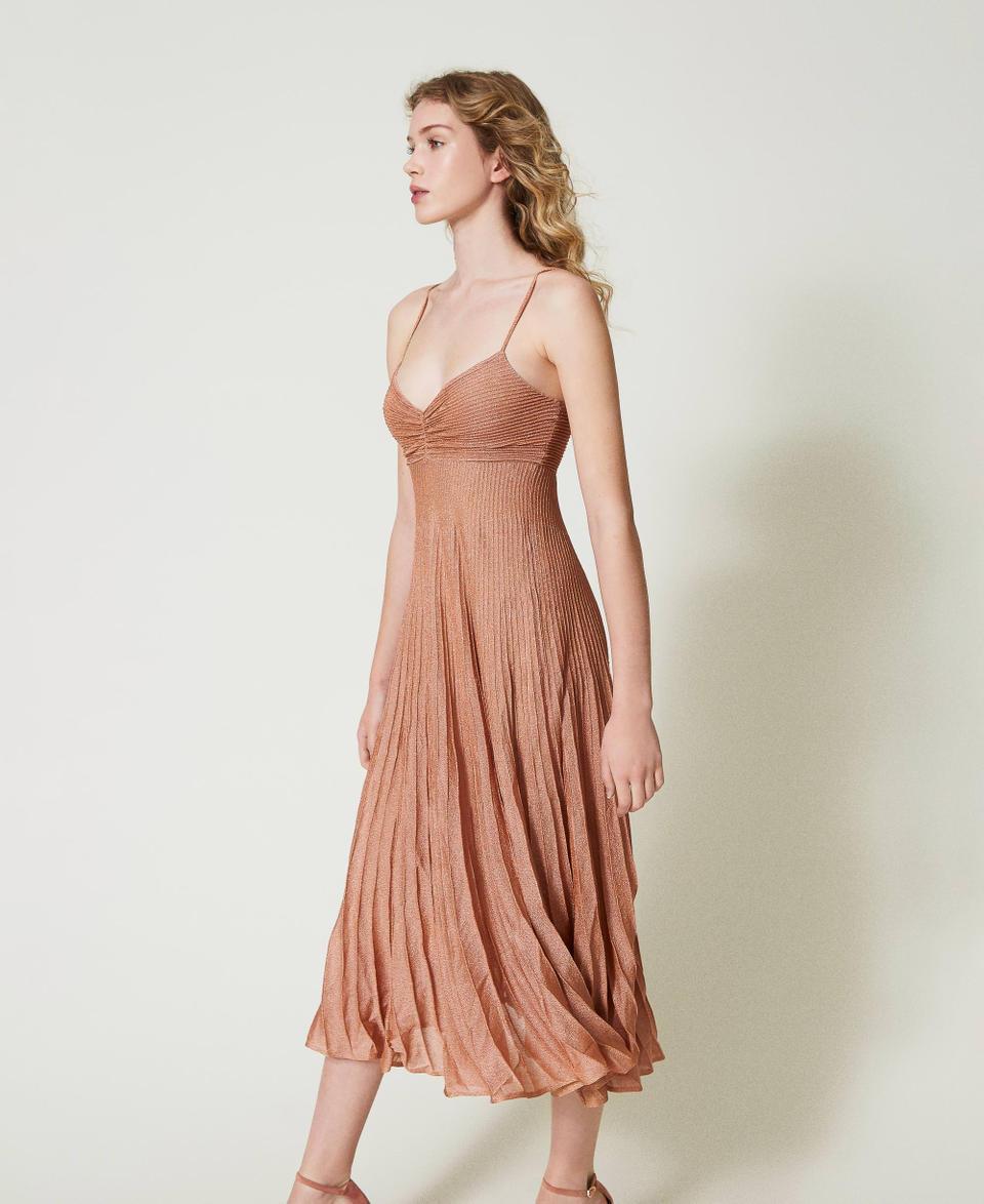 Twin Set Abito Lungo In Maglia Lurex Plissé