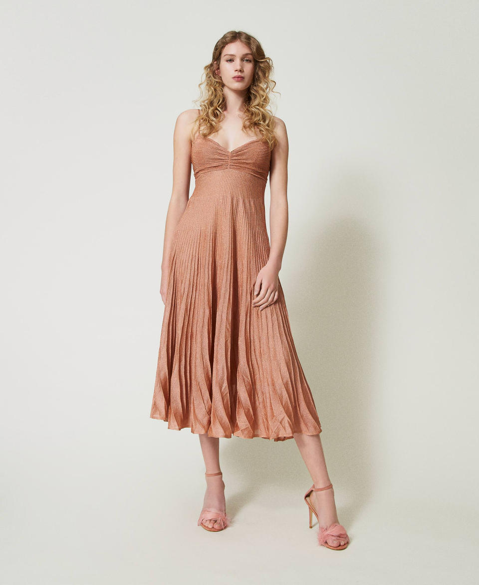 Twin Set Abito lungo in maglia lurex plissé