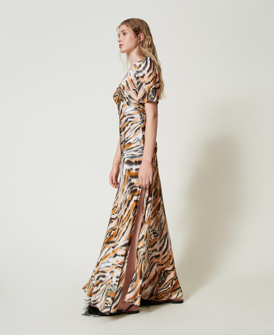 Twin Set Abito lungo in raso animalier