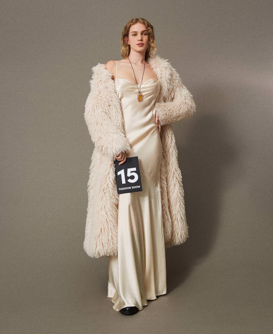 Twin Set Abito lungo in raso di misto seta