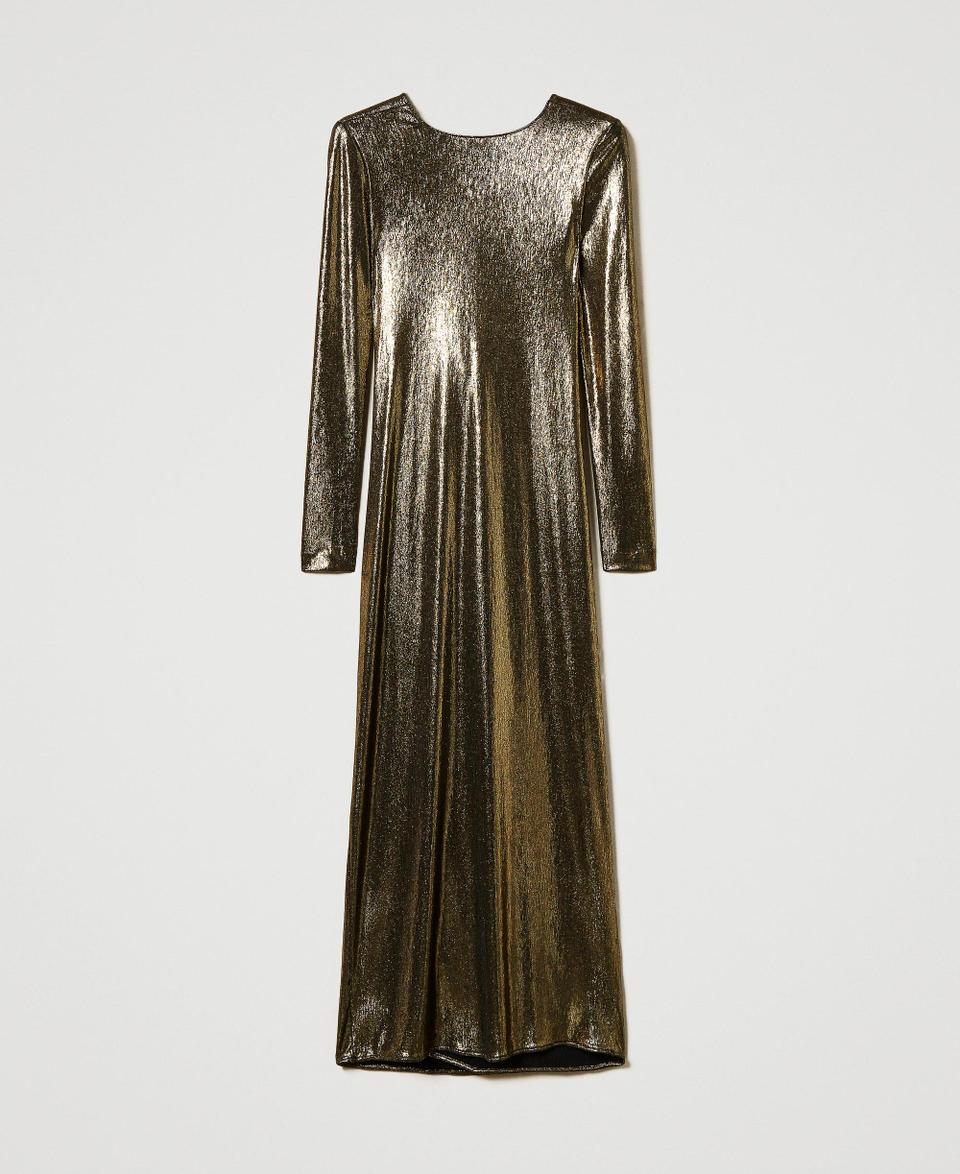 Twin Set Abito Lungo Laminato Con Drappeggio