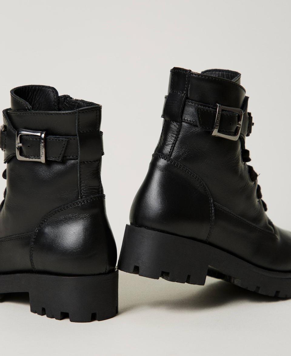 Twin Set Anfibi Baby In Pelle Con Cinturino