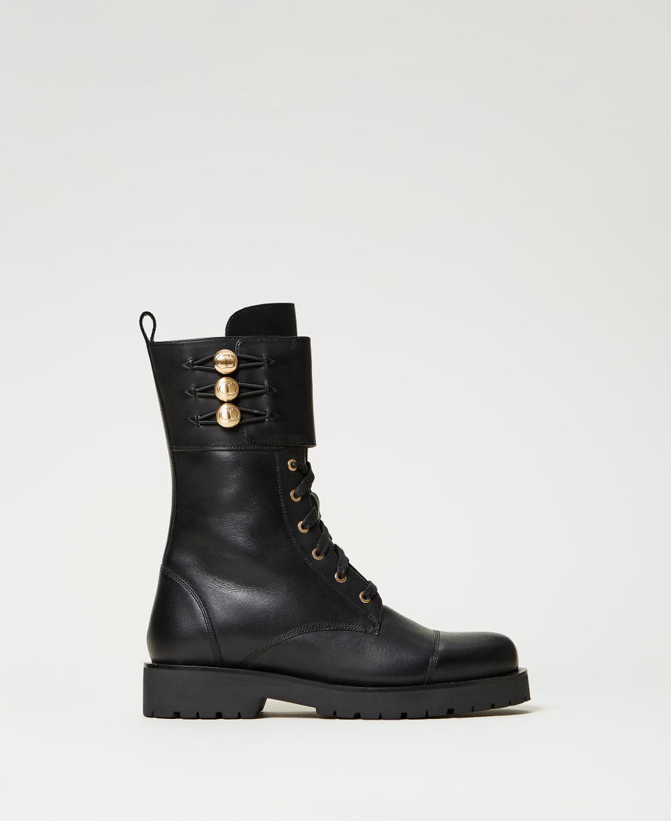 Twin Set Anfibi in pelle con bottoni