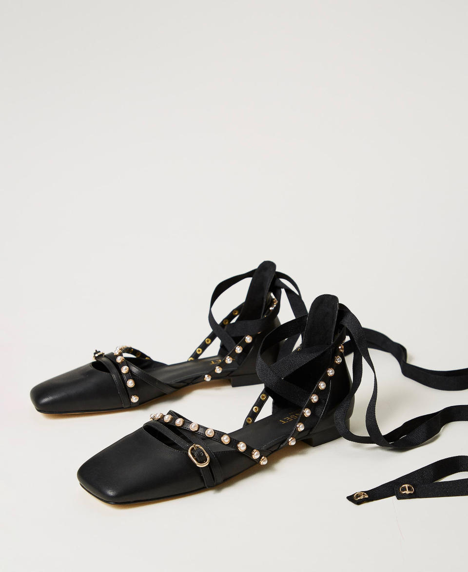 Twin Set Ballerine Con Perle E Nastri