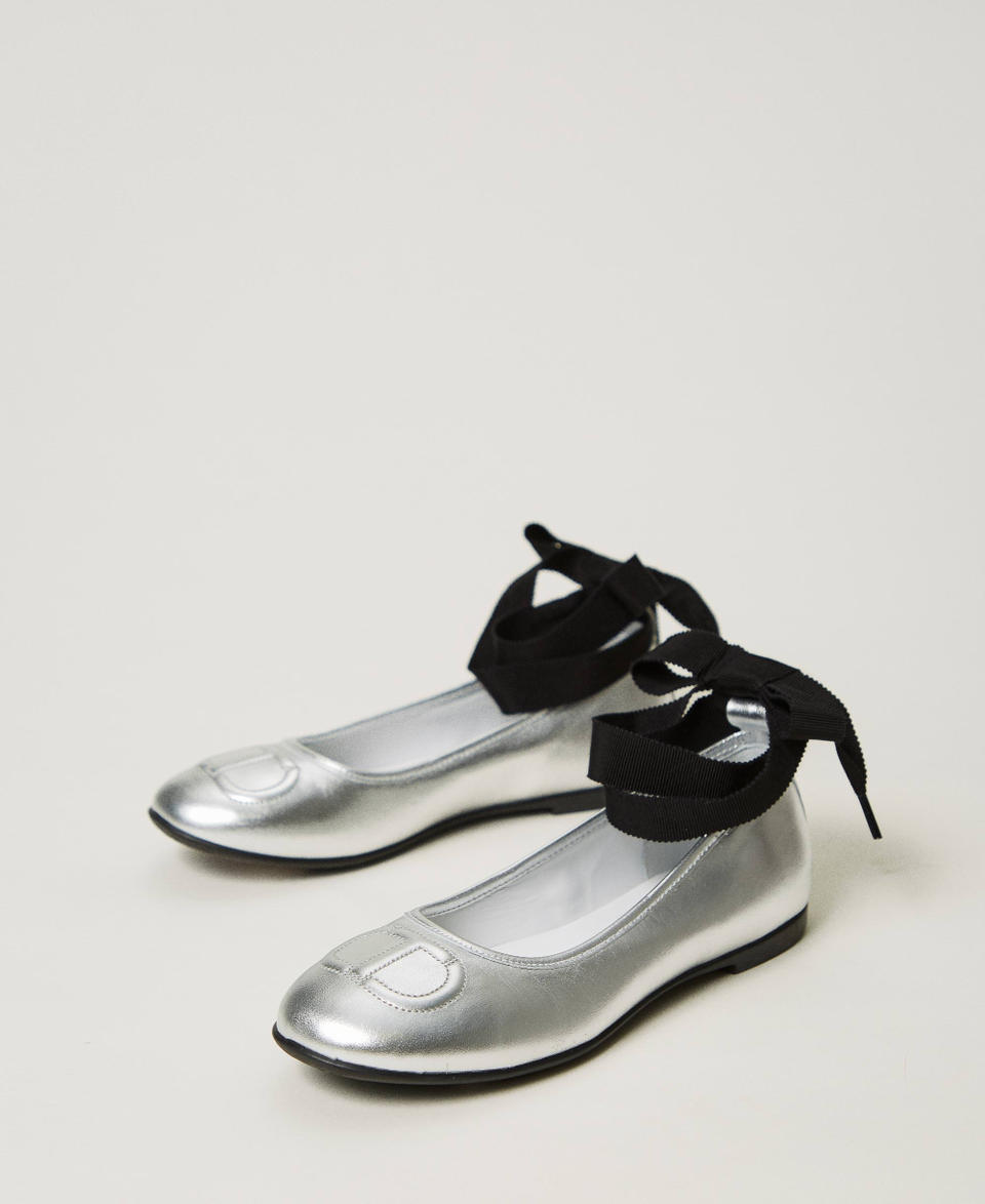 Twin Set Ballerine In Pelle Con Nastri