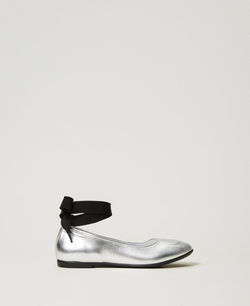 Twin Set Ballerine in pelle con nastri