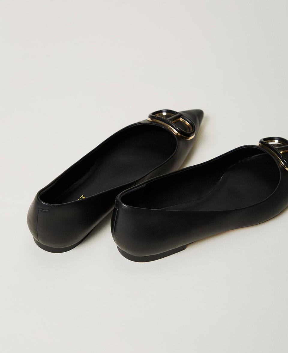 Twin Set Ballerine In Pelle Con Oval T