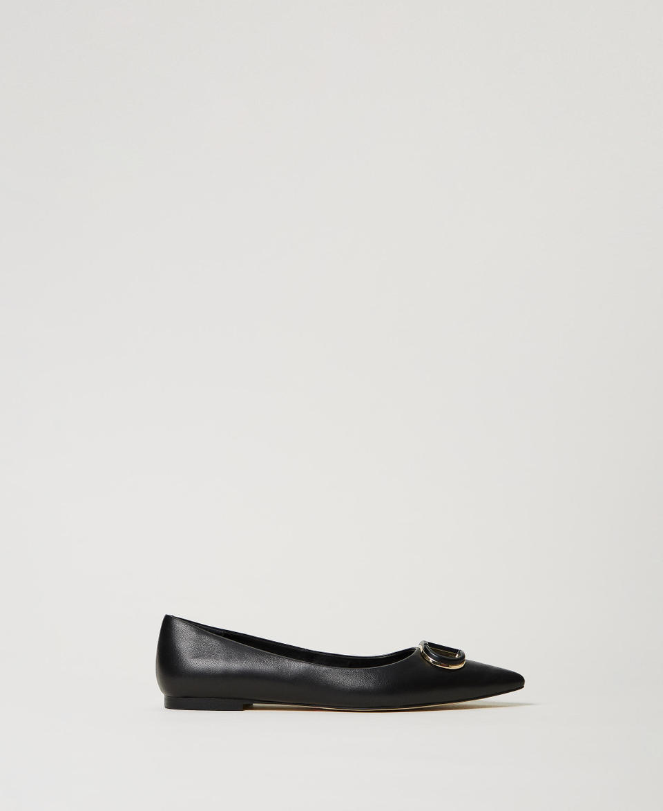 Twin Set Ballerine in pelle con Oval T