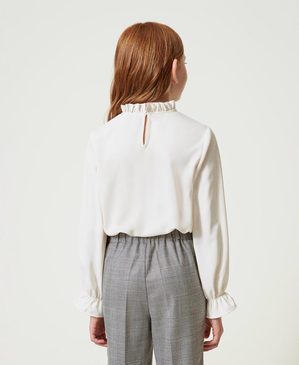 Twin Set Blusa In Crêpe De Chine Con Jabot