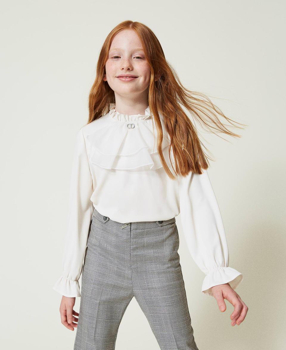 Twin Set Blusa in crêpe de Chine con jabot