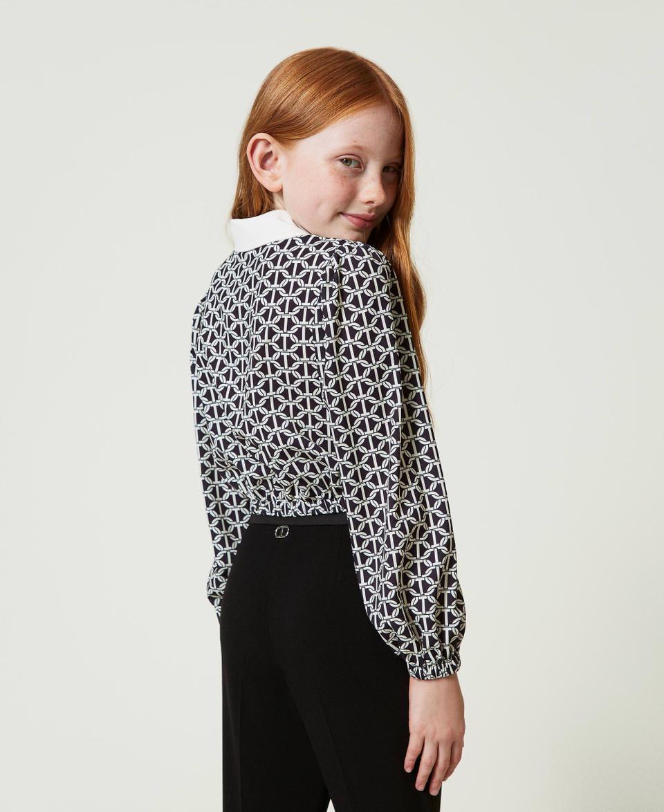 Twin Set Blusa In Crêpe De Chine Con Stampa