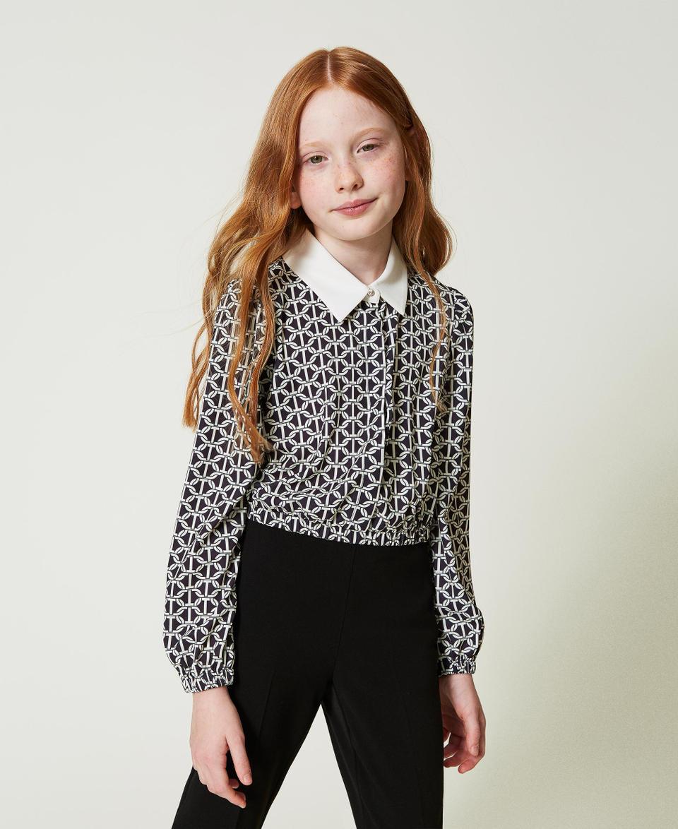 Twin Set Blusa in crêpe de Chine con stampa