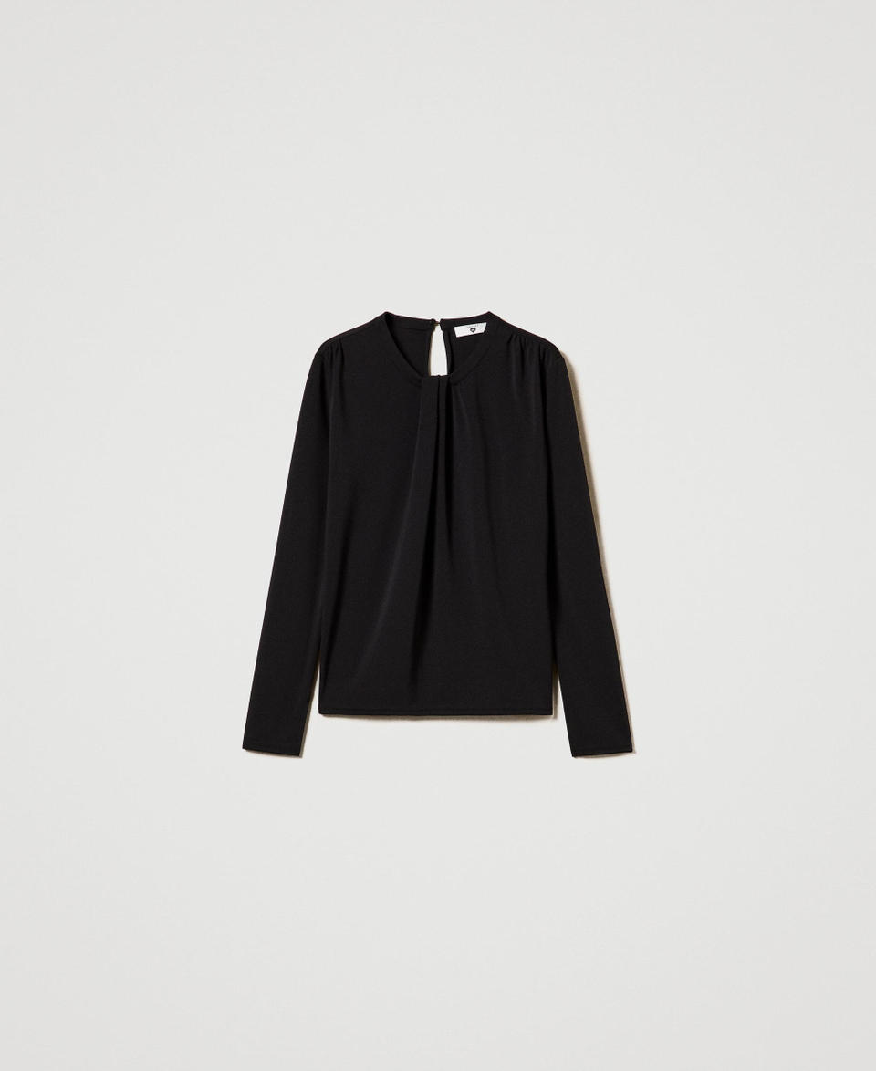 Twin Set Blusa In Jersey Crêpe Con Drappeggio
