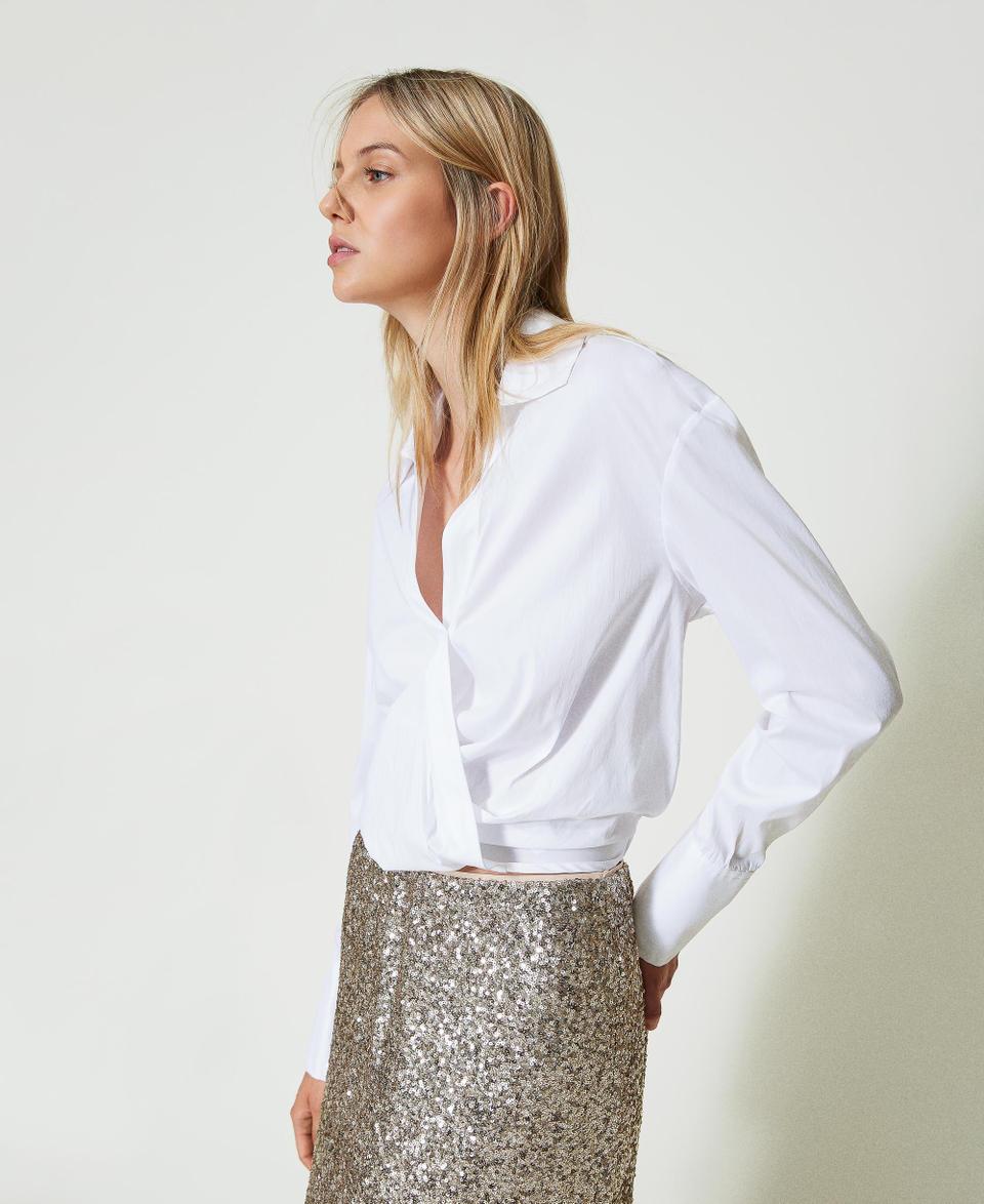 Twin Set Blusa in popeline con incrocio