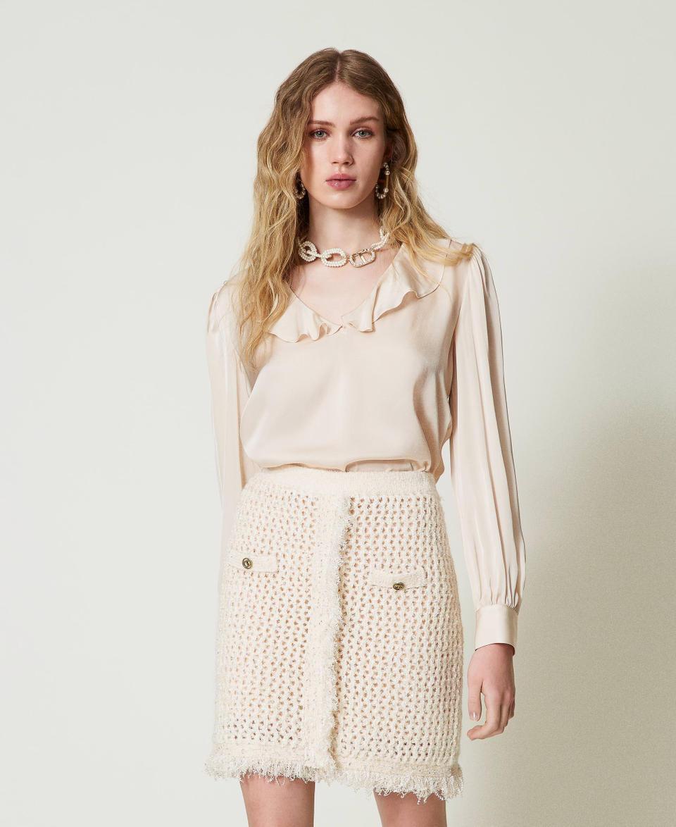 Twin Set Blusa In Raso Con Volant