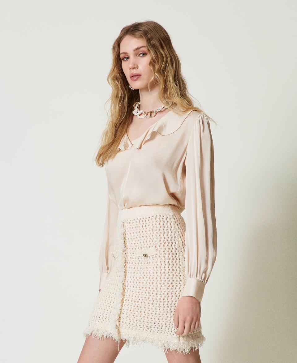 Twin Set Blusa in raso con volant