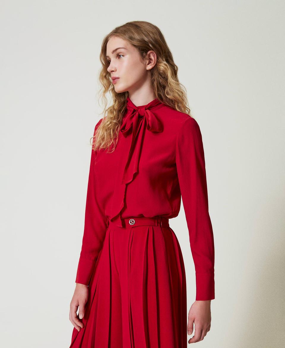 Twin Set Blusa Misto Seta Con Fiocco