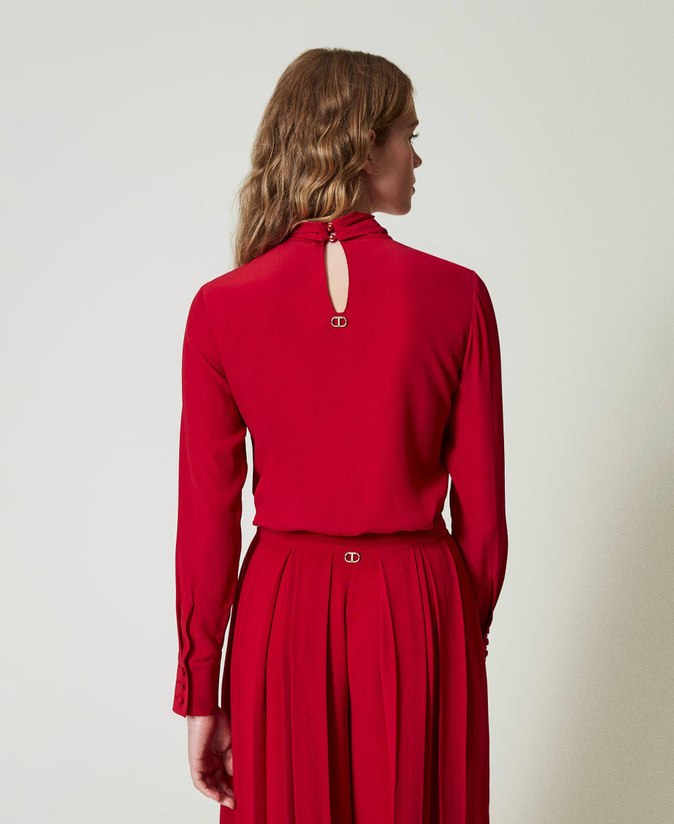 Twin Set Blusa Misto Seta Con Fiocco