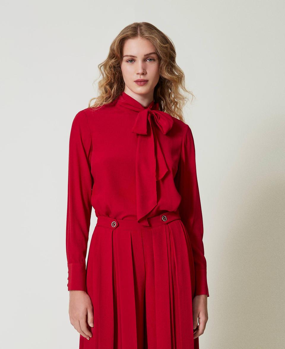 Twin Set Blusa misto seta con fiocco