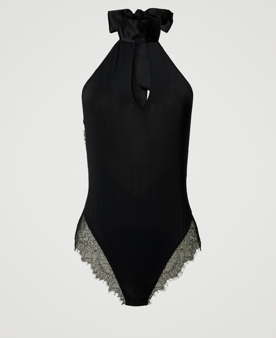 Twin Set Body In Charmeuse E Pizzo