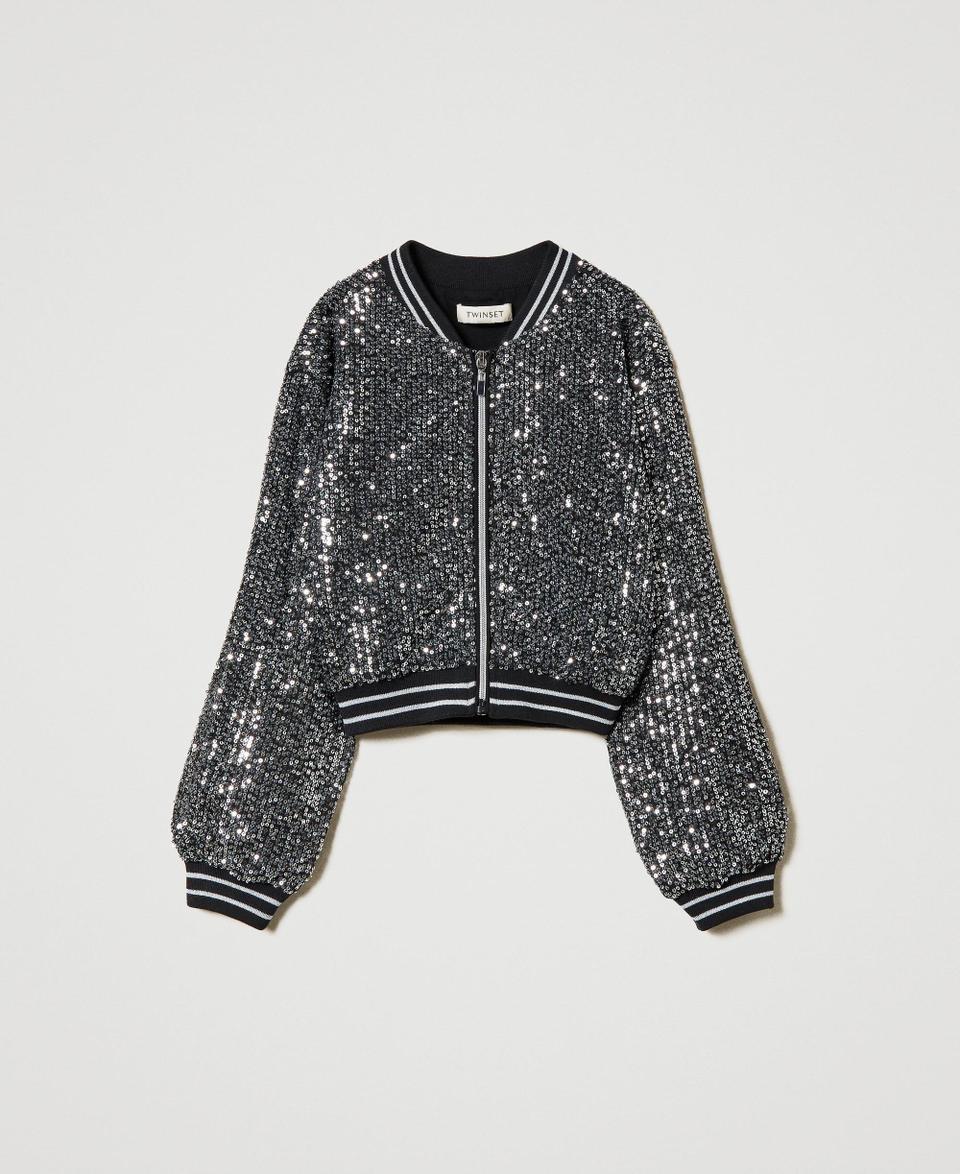 Twin Set Bomber In Full Paillettes