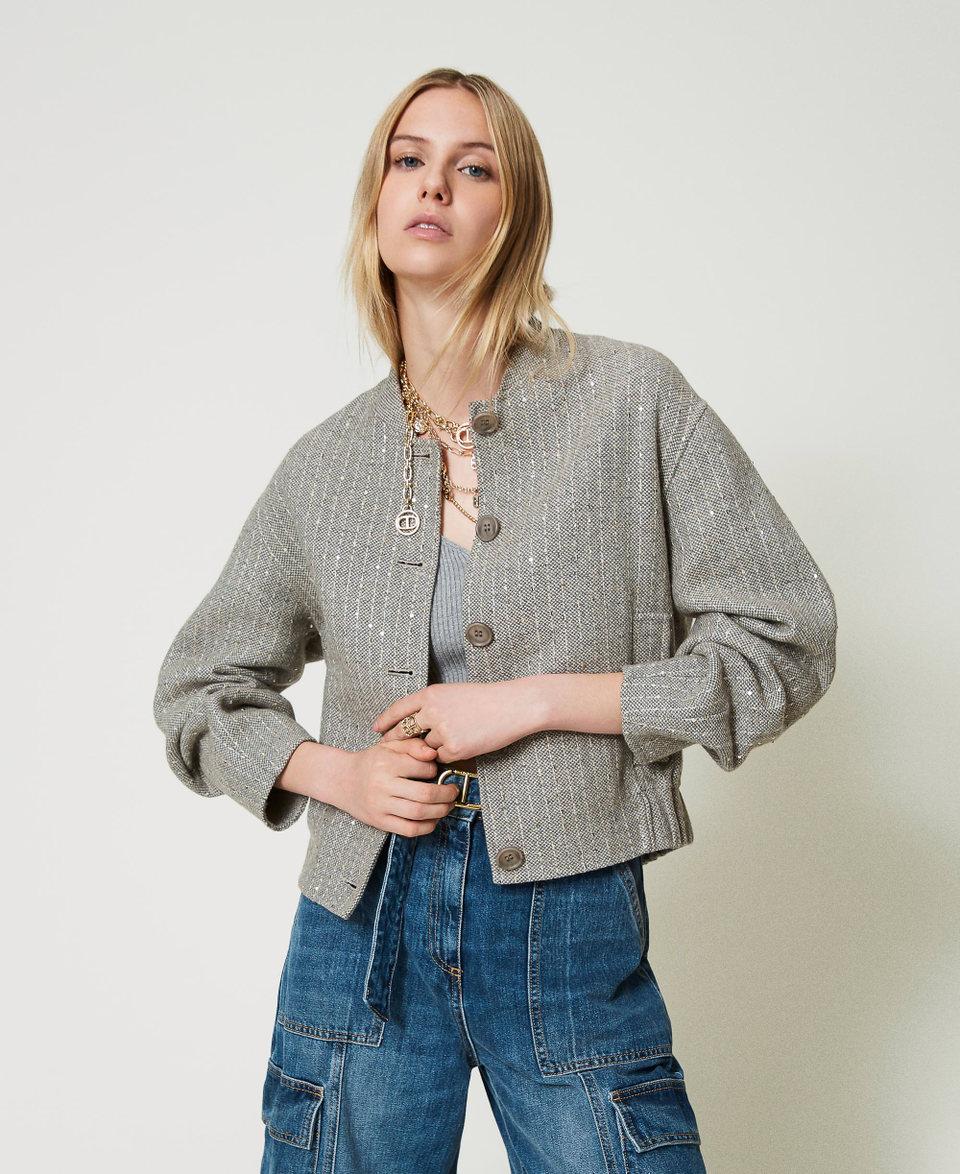 Twin Set Bomber in panno double con paillettes