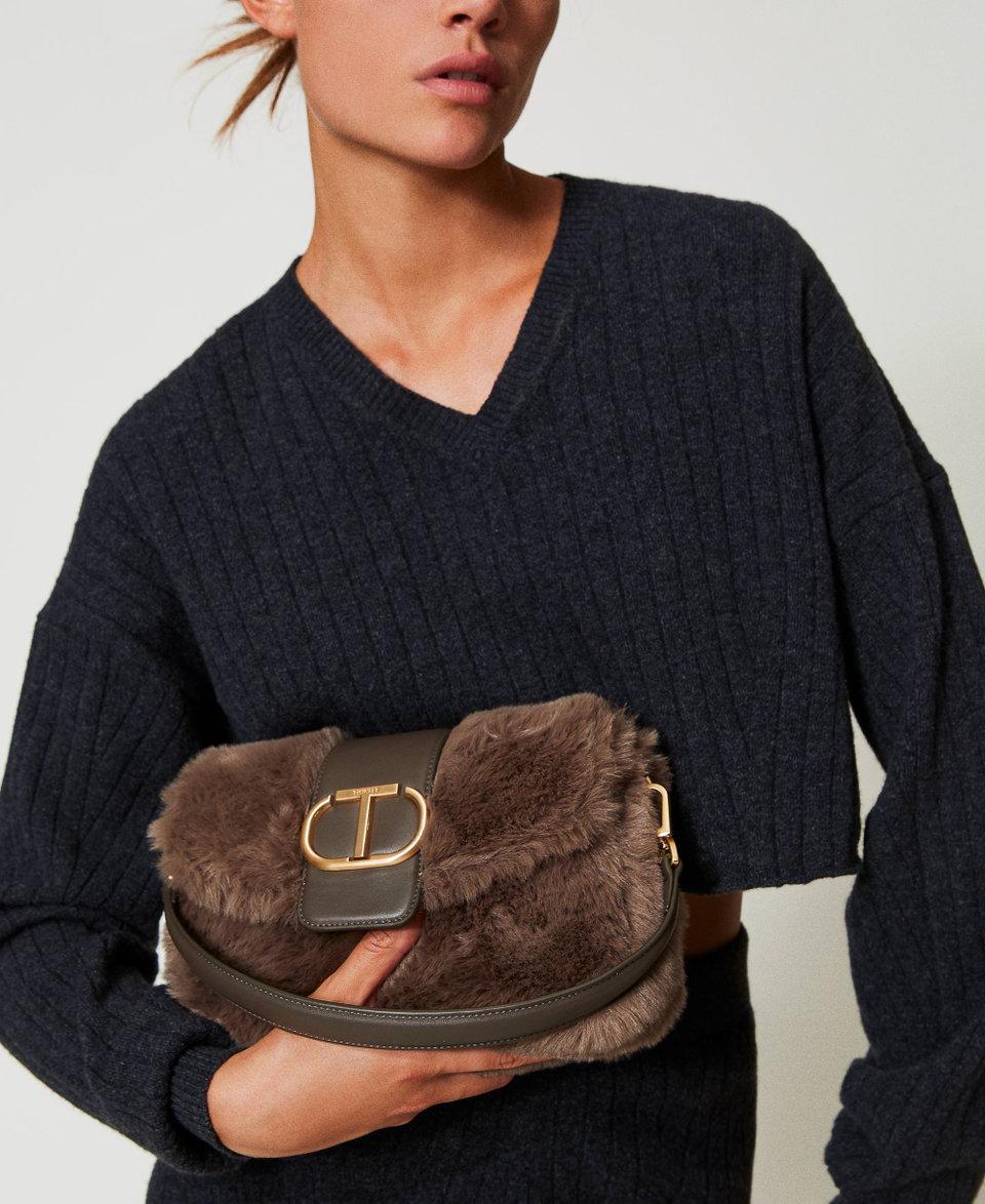 Twin Set Borsa A Tracolla 'Amie' Media In Faux Fur