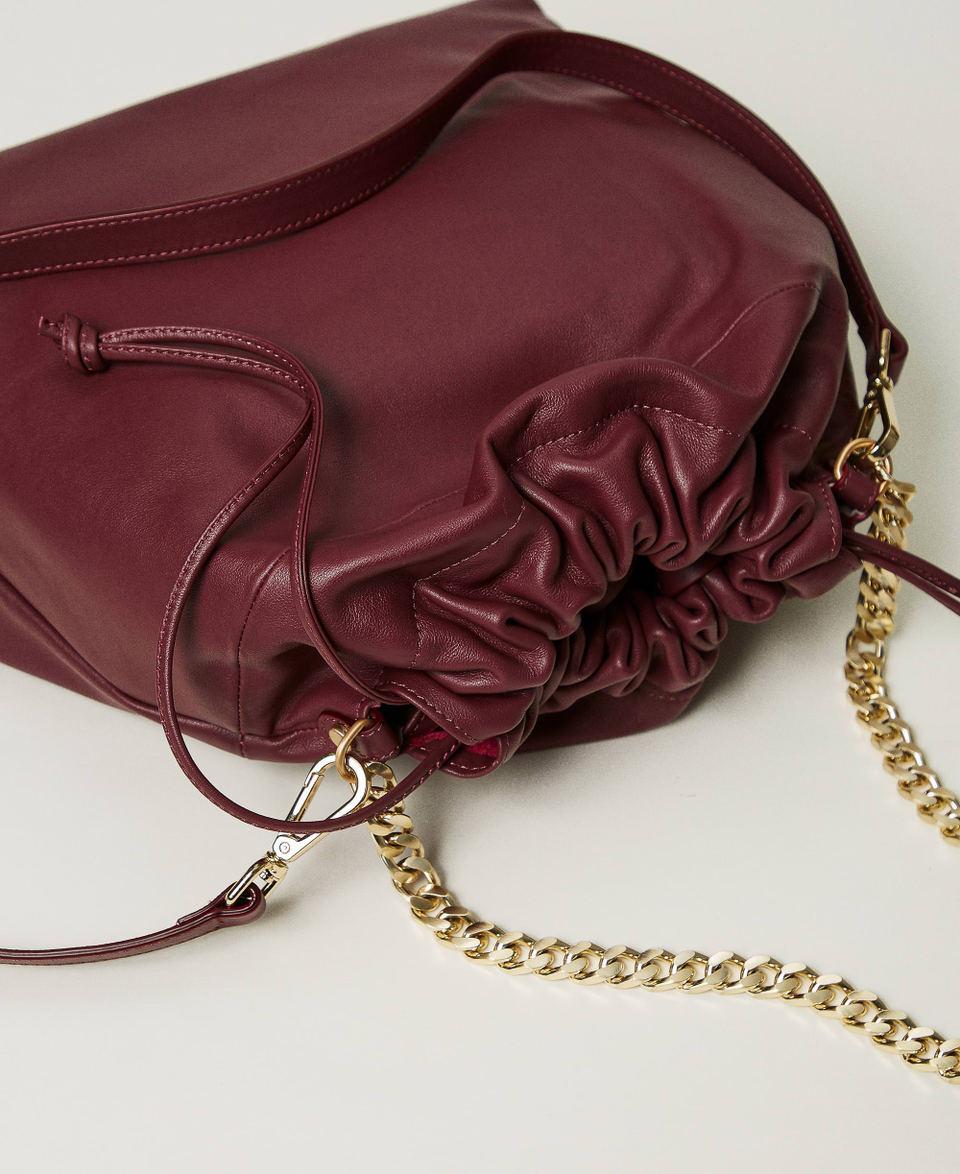 Twin Set Borsa Shopper Media In Pelle Con Coulisse