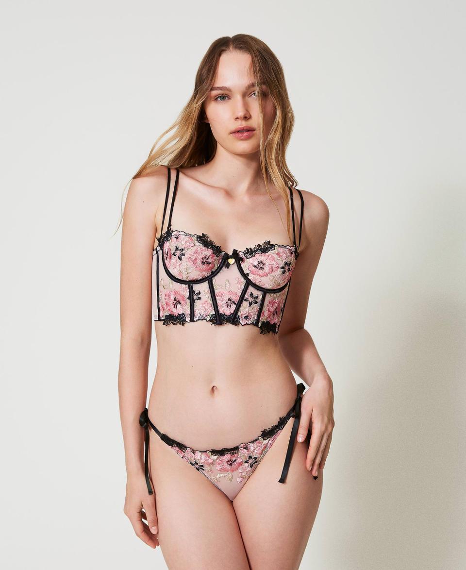 Twin Set Bustino In Tulle Con Ricamo