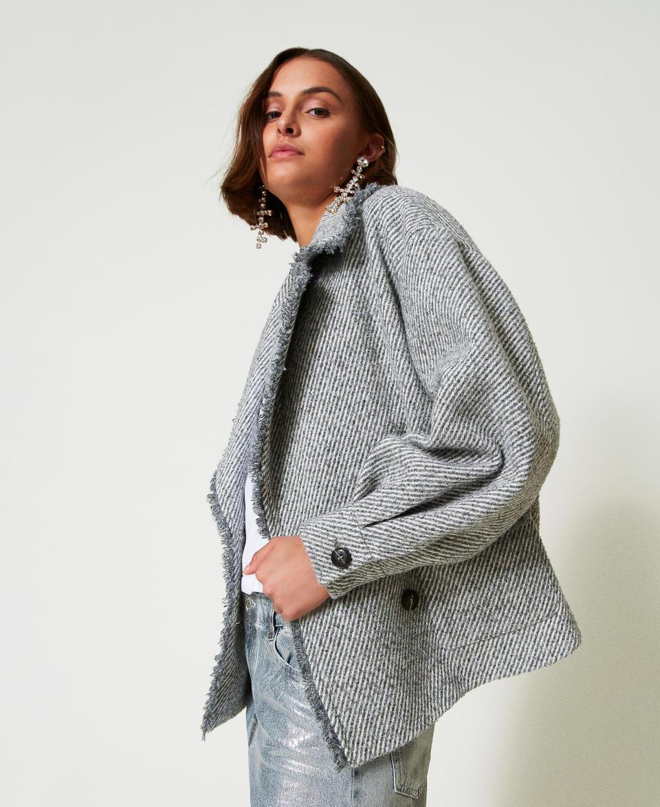 Twin Set Caban Doppiopetto In Panno Bicolor