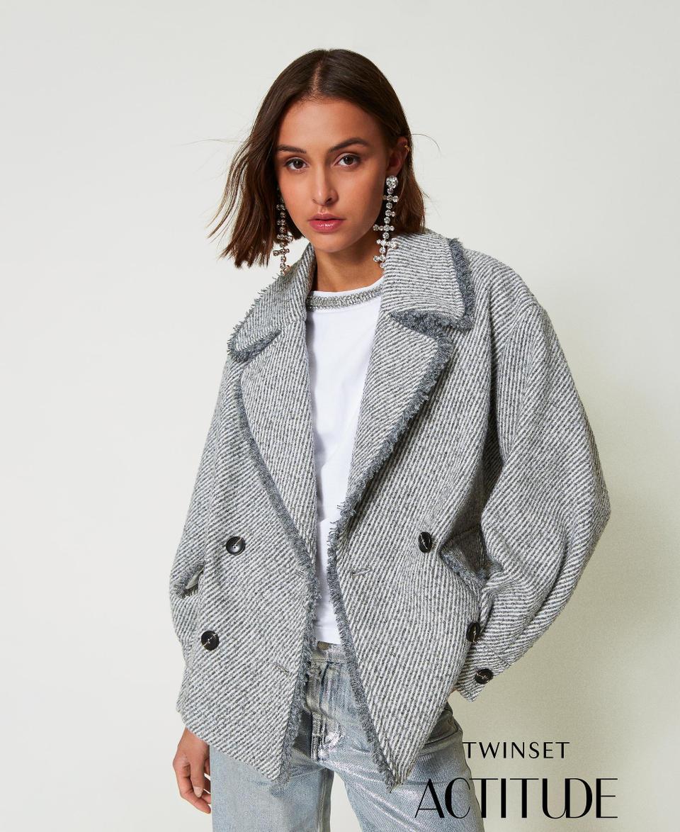 Twin Set Caban doppiopetto in panno bicolor