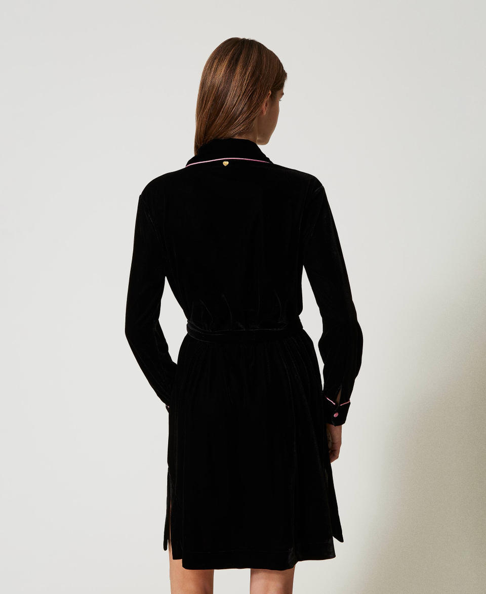 Twin Set Camicia Da Notte In Velluto Con Ricamo