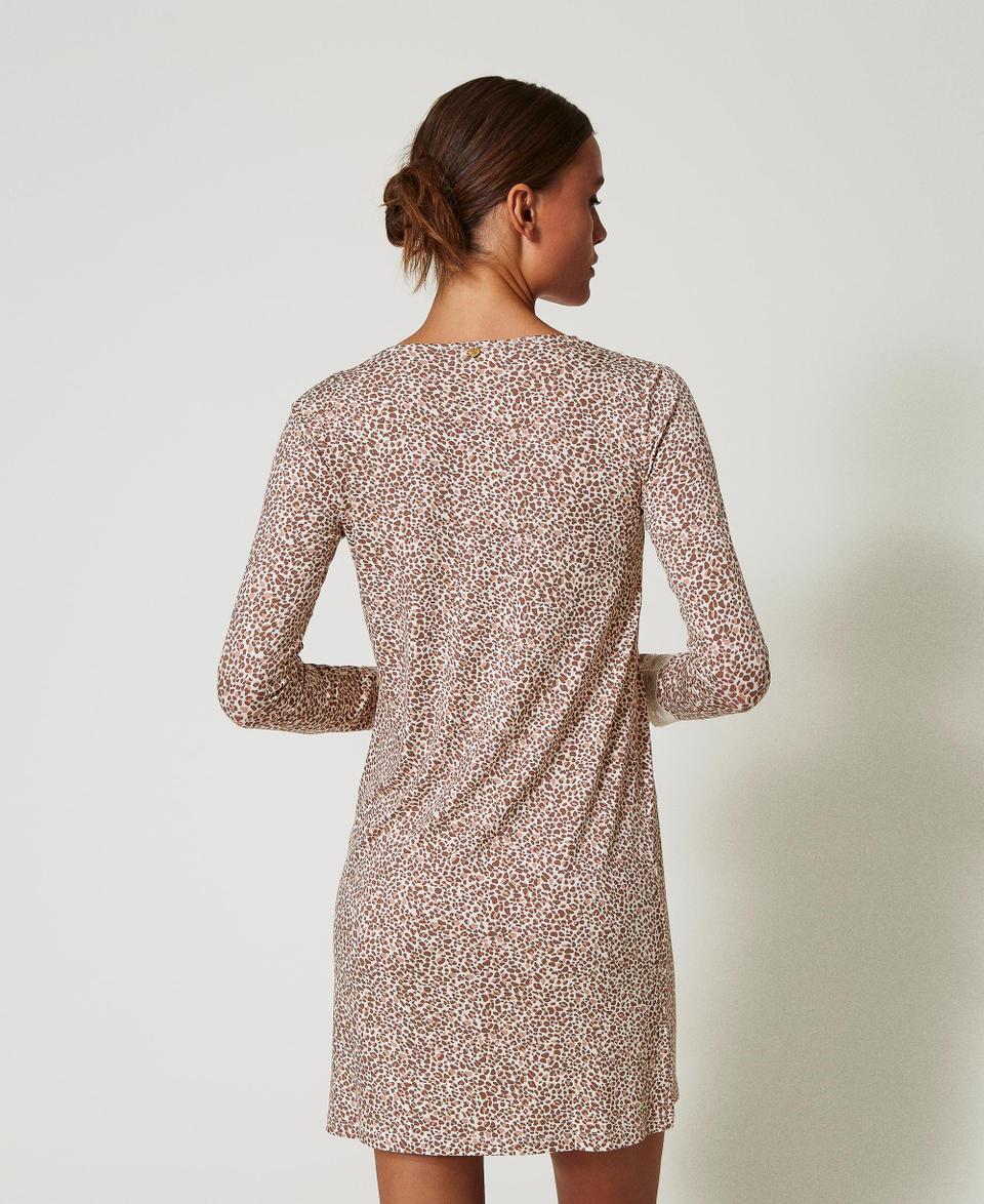 Twin Set Camicia Da Notte Stampata Con Pizzo