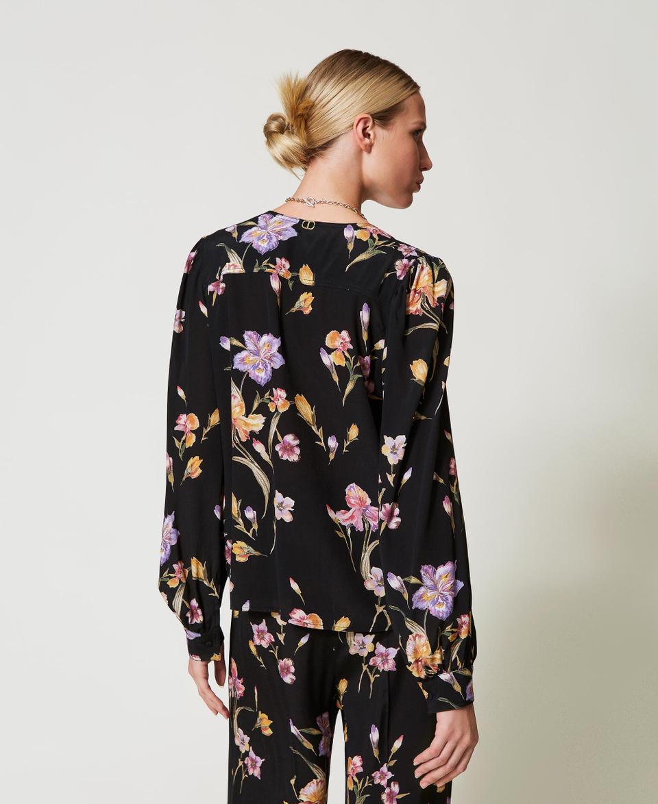 Twin Set Camicia In Crêpe De Chine A Fiori