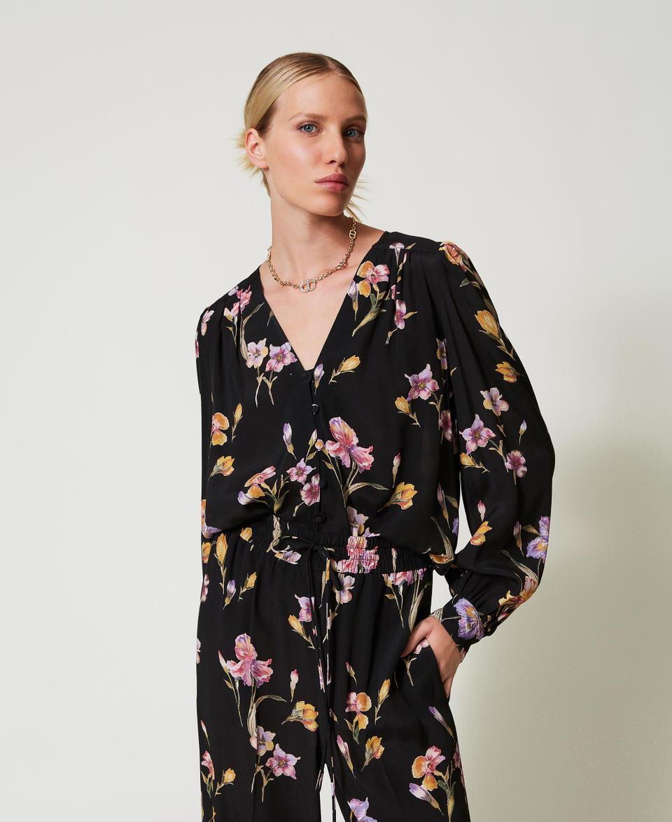 Twin Set Camicia in crêpe de Chine a fiori
