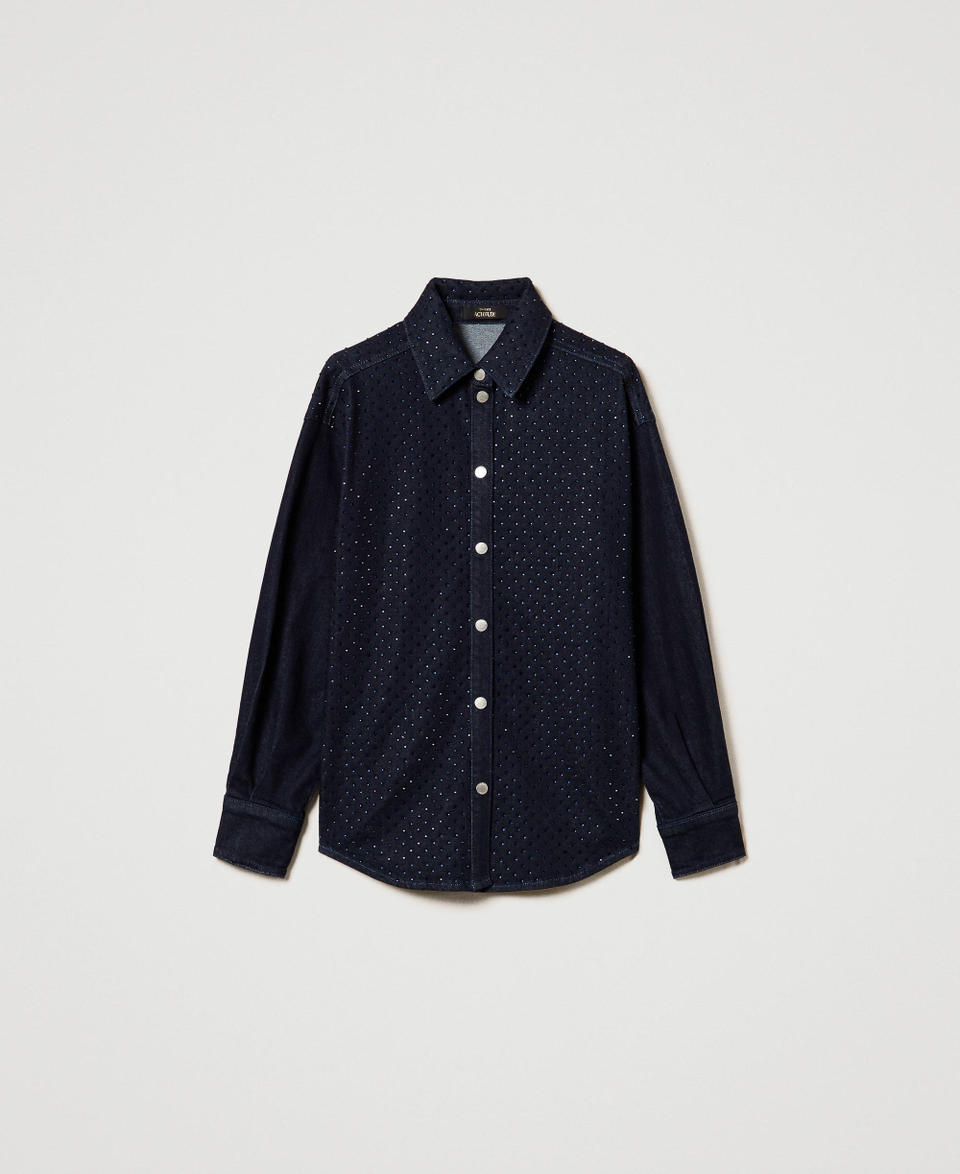 Twin Set Camicia In Jeans Con Strass