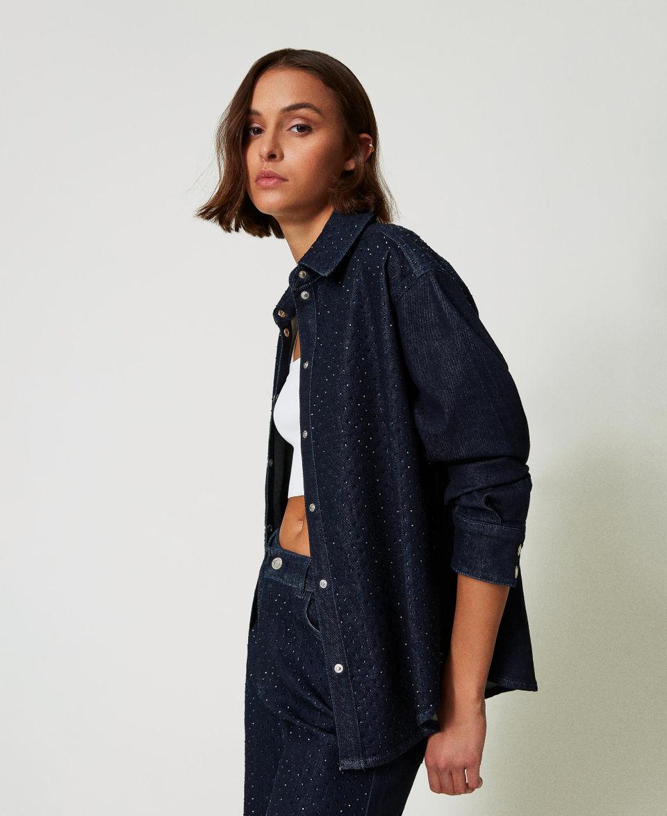 Twin Set Camicia In Jeans Con Strass