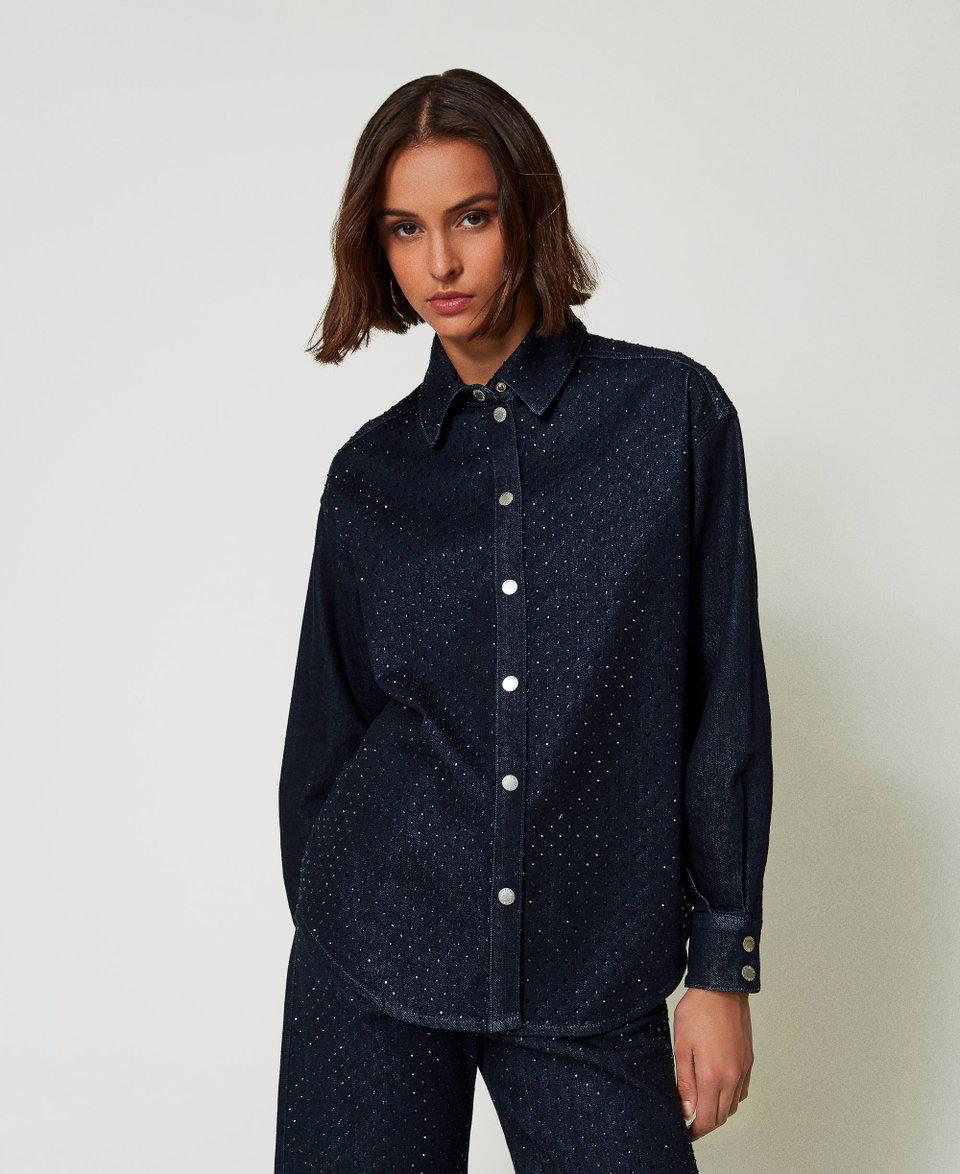Twin Set Camicia In Jeans Con Strass