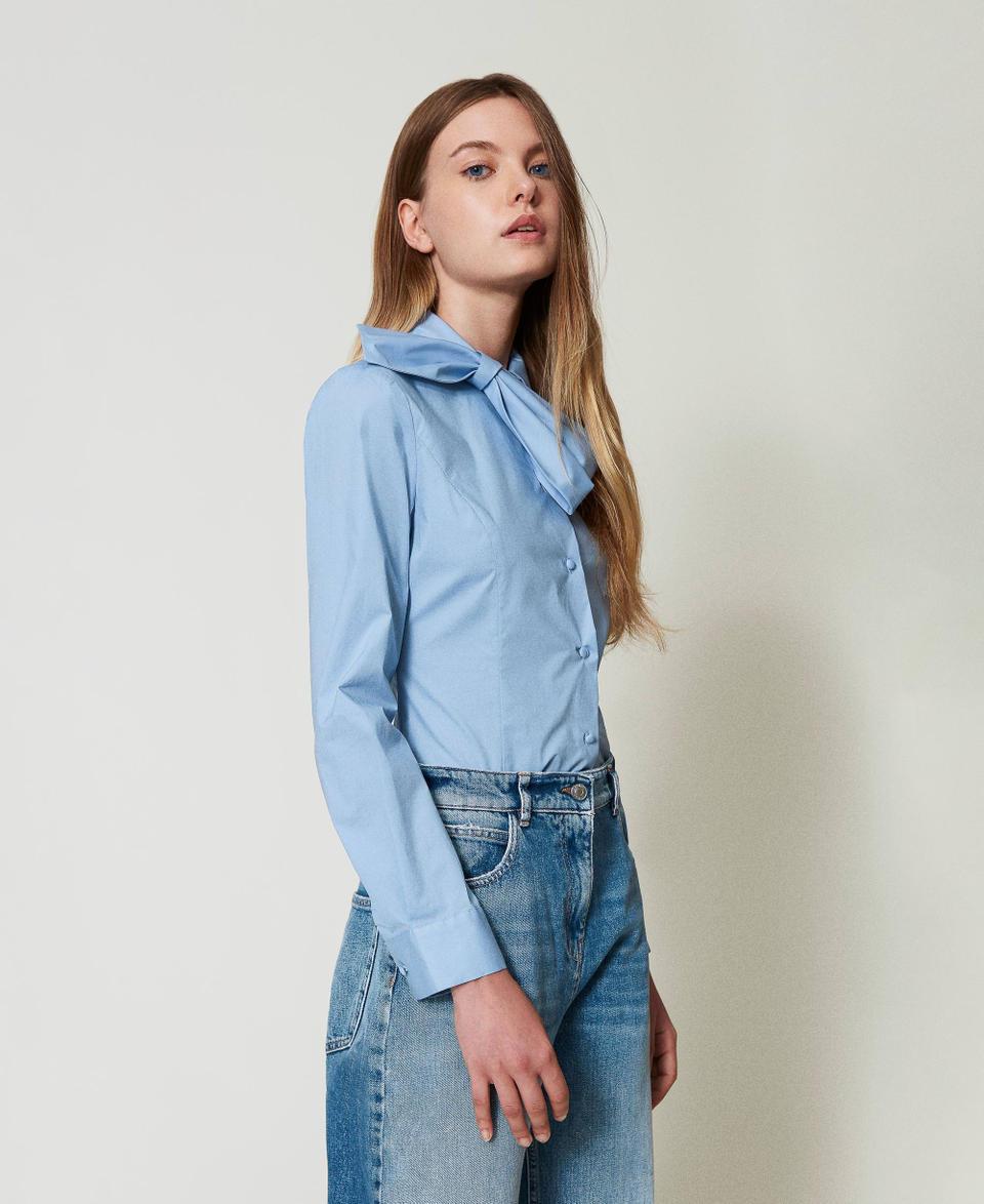 Twin Set Camicia In Popeline Con Fiocco